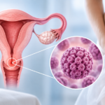 Ilustración médica del cuello uterino y prevención del cáncer cervical