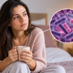 Ilustración de salud ginecológica y microbiota vaginal asociada a vaginosis bacteriana