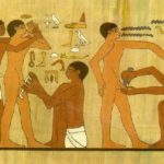 Circumcisión en un mural en Egipto