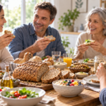 familia compartiendo pan