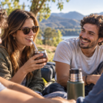 Grupo de amigos compartiendo mate al aire libre, tradición argentina