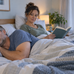 Persona durmiendo mientras se evalúan ronquidos y apnea del sueño